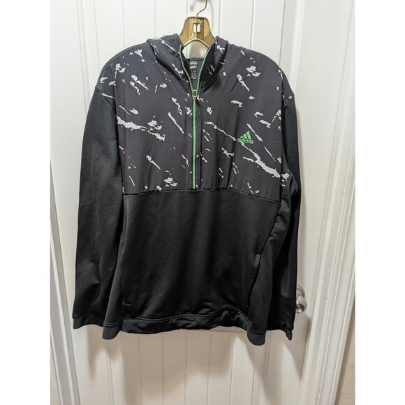 ADIDAS GOLF HOODIE SWEATER MEN XL BLACK WHITE CAMO GREEN POLY PERFORMANCE JACKET - Picture 5 of 10
